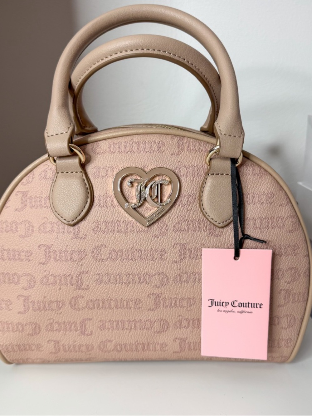 Juicy Couture Flawless Dome Satchel Gothic Dots Cafe.